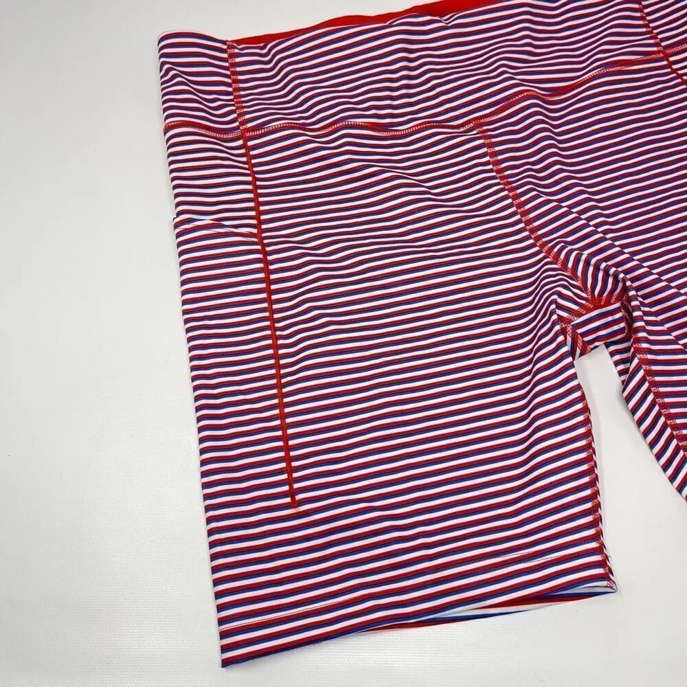 Brooks Method 8” Tight Athletic Shorts Red White Blue Women’s Size XXL Run Happy